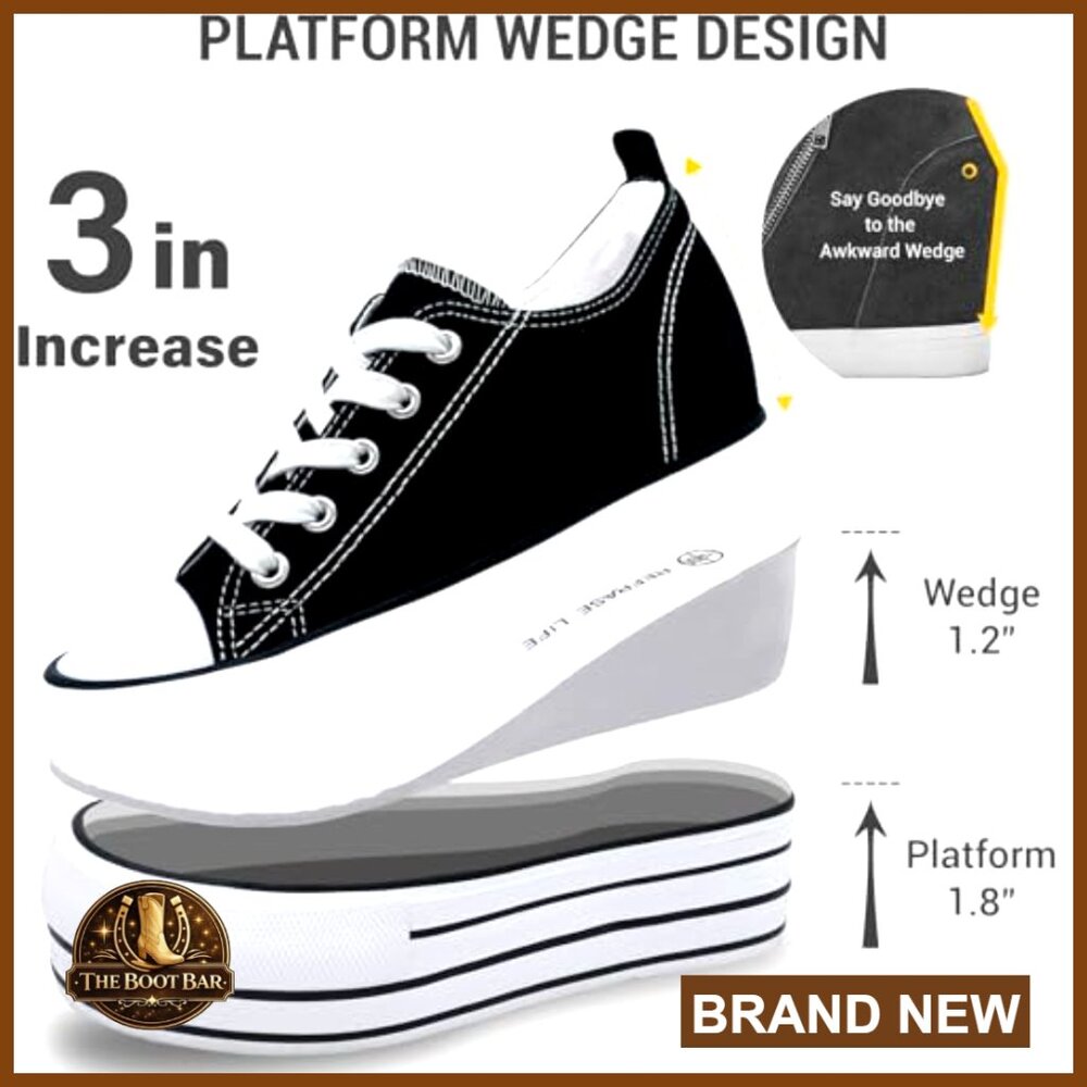 Women's Platform Sneakers with Hidden Wedge, 3 Inch Height Boost - Picture 4 of 7
